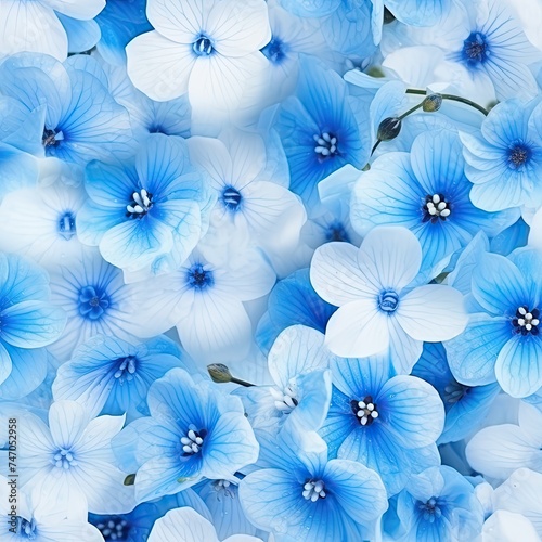 Beautiful Fresh Blue Spring Flowers in Early Spring Seamless Pattern  Primroses with Snow