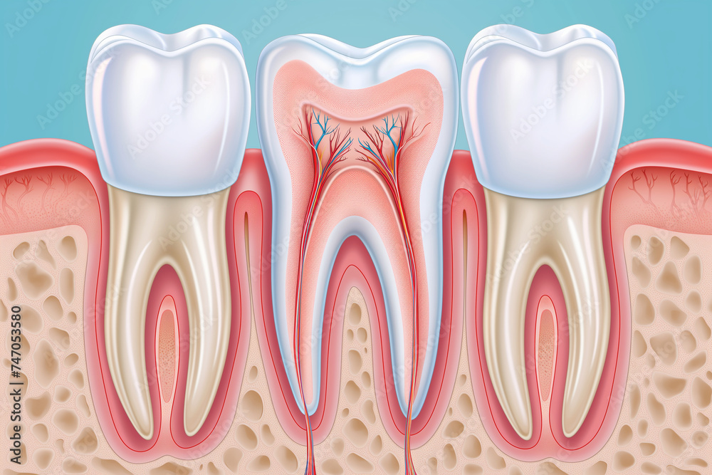 Dental Health: Close-up of Red Dentures and Teeth with Prosthesis, Isolated Care for Gums, Mouth, and Jaw in Dentistry Dental Health: Close-up of Red Dentures and Teeth with Prosthesis, Isolated Care for Gums, Mouth, and Jaw in Dentistry