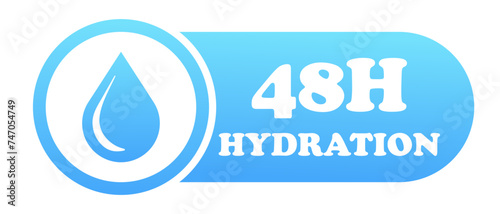 48 Hour hydration banner. Business, advertising, announcement, promotion, logo design. Moisturizing, moisturizer, water drop, aqua, balance, skin, hair, protection, korean, hyaluronic acid, cosmetics