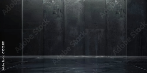 dark grey cement wall background, empty room hall for product presentation