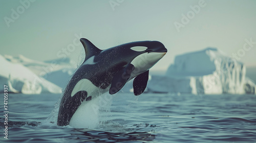 Witness a majestic orca whale leaping out of the sea's surface