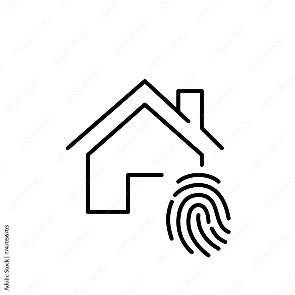Smart lock. Fingerprint and home. Pixel perfect vector icon Smart lock. Fingerprint and home. Pixel perfect vector icon