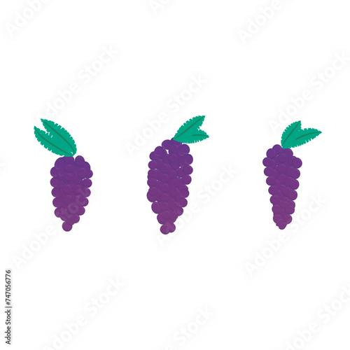 Set of 3 colorful mulberry icons, simple vector cartoon style illustration elements for product or web design.