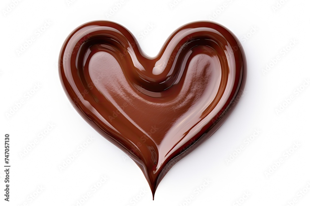 Chocolate Smear Isolated, Melted Chocolate Texture on White Background, Chocolate Sauce Pattern