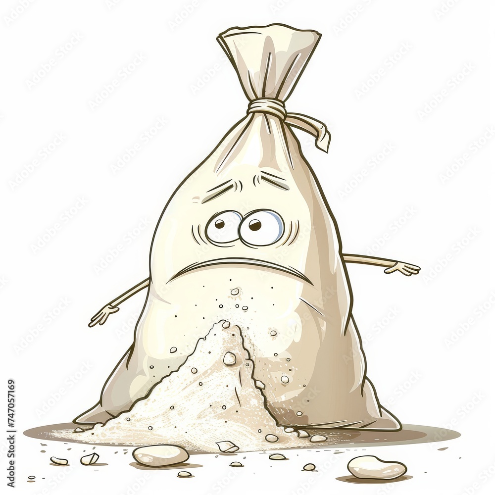 Cartoon Flour Sack Character with Expressions Stock Illustration ...