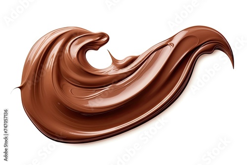 Chocolate Smear Isolated, Melted Chocolate Texture on White Background, Chocolate Sauce Pattern