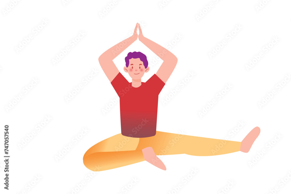 Man in Red is Performing Yoga Exercises | Yoga Activity