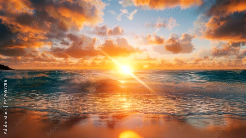 Golden Seashore Sunset: Generative AI's Coastal Radiance