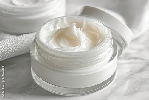 Face Cream, Cosmetic Moisturizer Jar, Lotion in Opened Container, Liquid Facial Mask Swirl, Body Cream