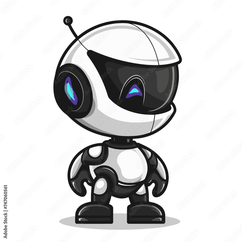 Cute little robot isolated on a white background. Cartoon vector illustration Cute little robot isolated on a white background. Cartoon vector illustration