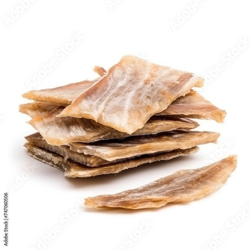 Meat Jerky Isolated  Dry Salted Chicken Slices  Small Pieces of Dehydrated Beef  Beer Snacks  Dried Pork