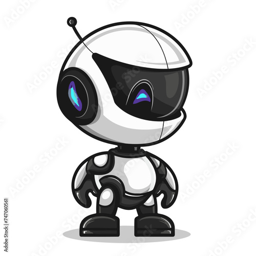 Cute little robot isolated on a white background. Cartoon vector illustration
