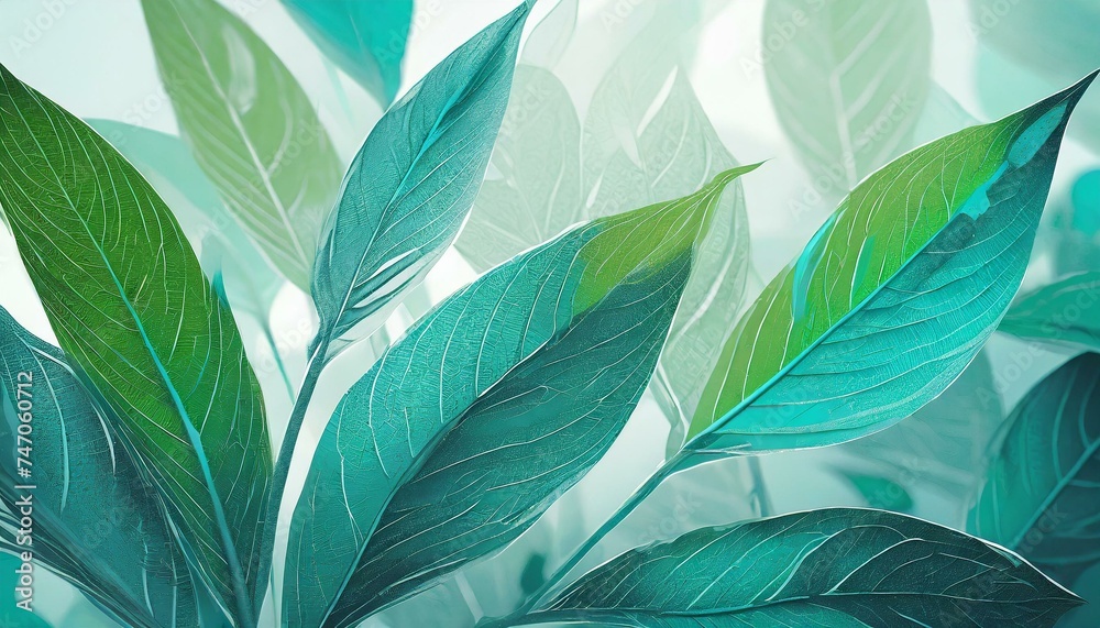 Nature's Palette: Blue and Green Leaves