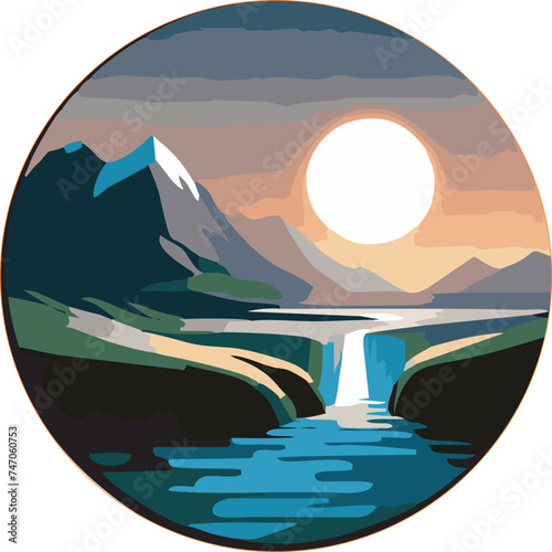 sunset in the mountains circular landscape photo