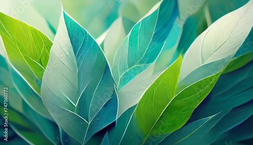Nature's Palette: Blue and Green Leaves"