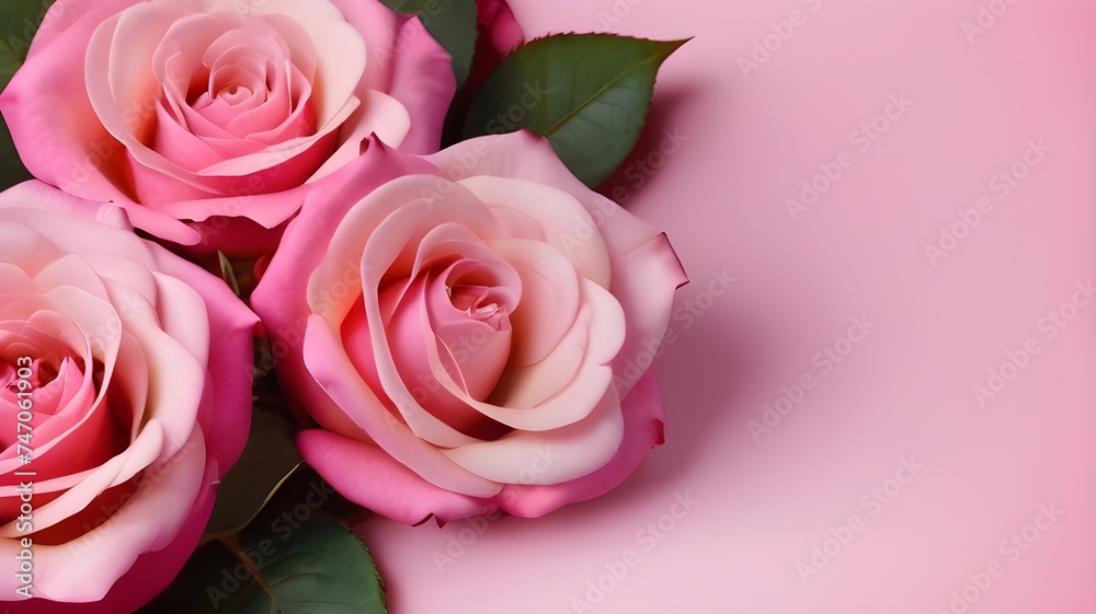 Bouquet Of Roses On Pink Backround.Generative AI Bouquet Of Roses On Pink Backround.Generative AI