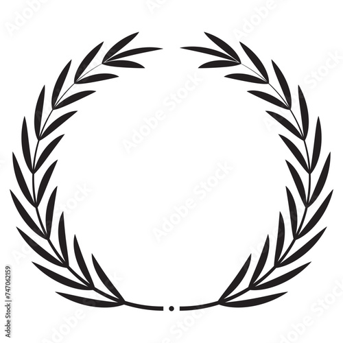 Laurel wreath vector in black on white background. Film festival award border.	

