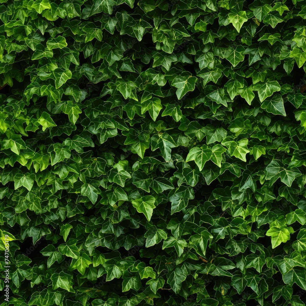 Lush Green Wall of Hedera Helix or Creeper Foliage, Ivy Carpet, Beautiful Natural Background, Leaf Pattern