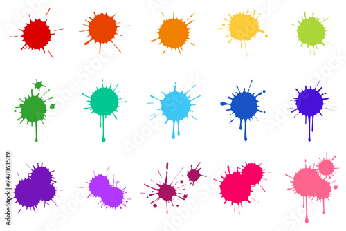 Fototapeta Naklejka Na Ścianę i Meble -  creative illustration of holi decorative round shapes liquid color splash, colorful paint splatter, different color spot and drop