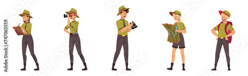 Male and Female Forest Rangers Working in Forest Vector Set © Happypictures