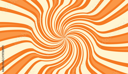 Caramel swirl background in orange color. Cream lollipop pattern.
