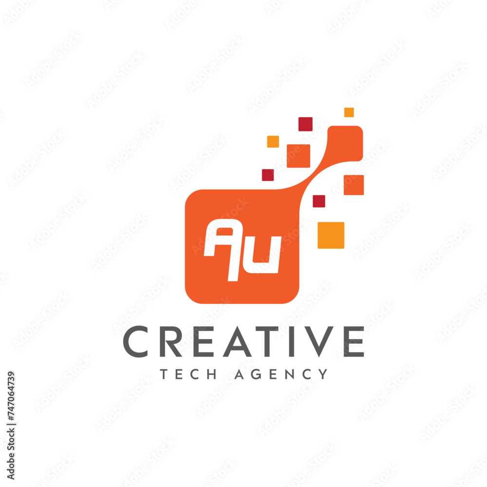 Fototapeta premium Creative letter AU logo. digital tech vector logo. eps 10 format. 