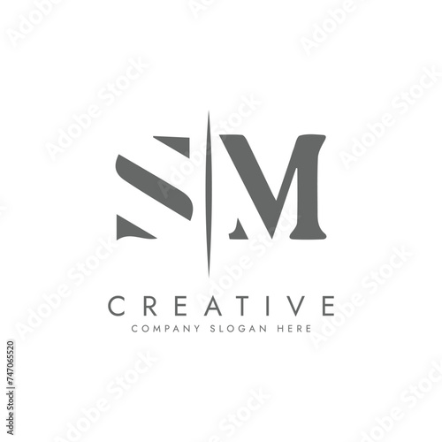 MS SM initial letters looping linked  logo MS Logo Design Template Vector Graphic Branding Element.