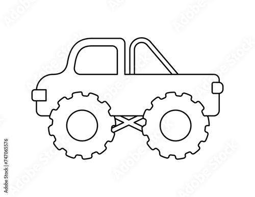 monster truck outline for coloring book template, truck illustration for kid worksheet printable