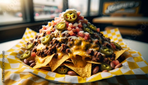 Loaded Nachos with Beef and Spicy Jalapeños