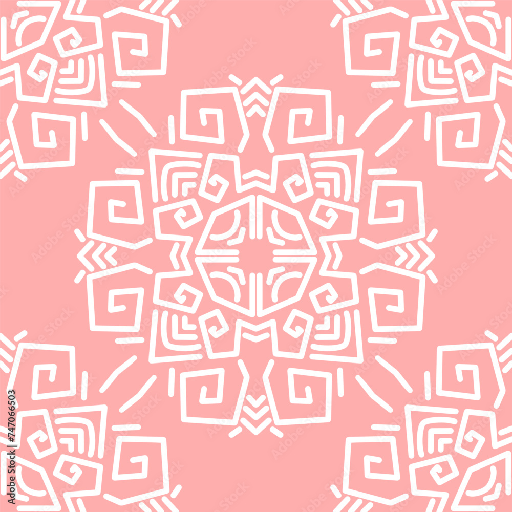 Seamless pattern with mandala ornament. The print is well suited for textiles, wallpaper and packaging. Seamless pattern with mandala ornament. The print is well suited for textiles, wallpaper and packaging.