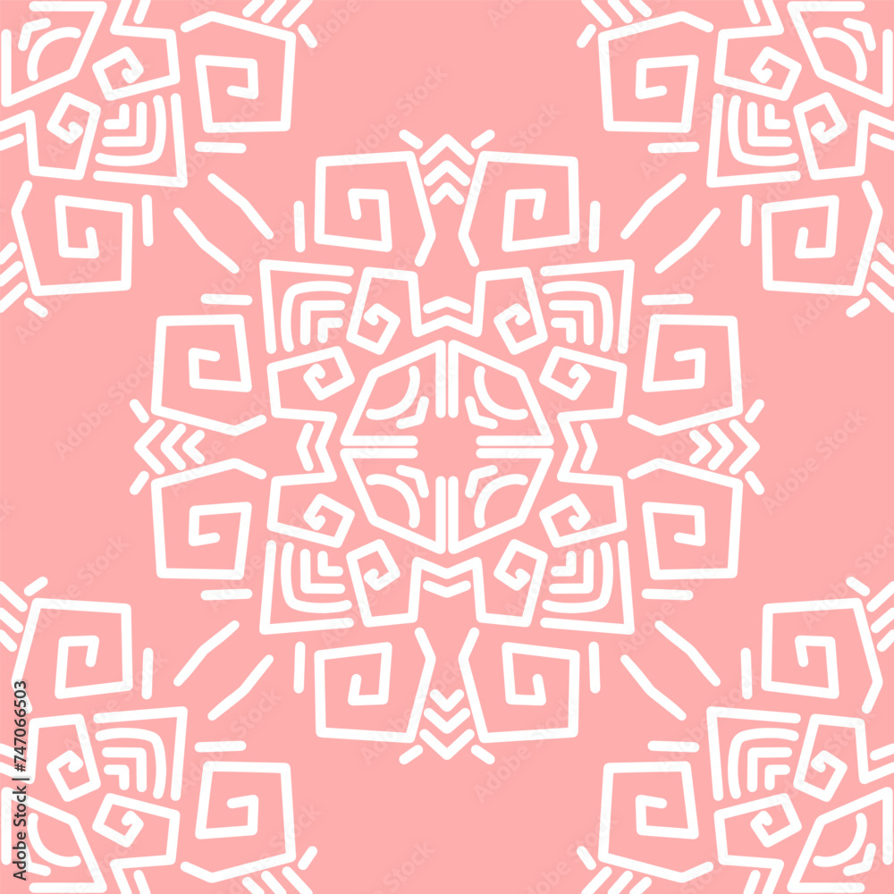 Seamless pattern with mandala ornament. The print is well suited for textiles, wallpaper and packaging.