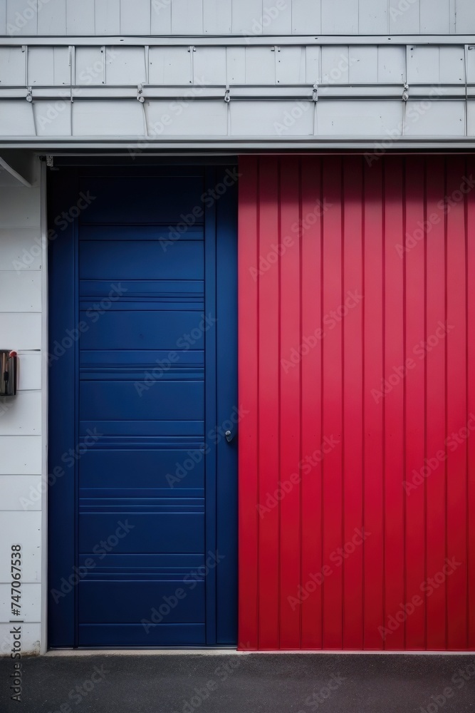 red and blue garage metal door red and blue garage metal door