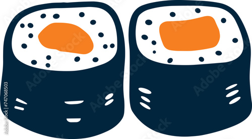 isolate maki sushi flat style on background