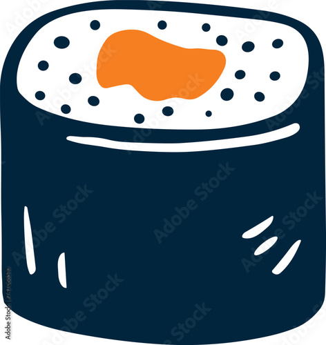isolate maki sushi flat style on background