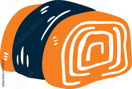 isolate maki sushi flat style on background