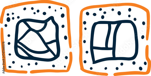 isolate maki sushi flat style on background