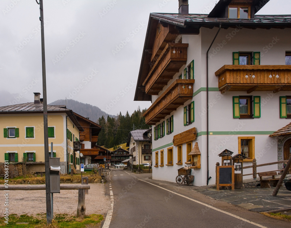 Early spring the mountain village of Cima Sappada in Carnia in Udine Province, Friuli-Venezia Giulia, north east Italy