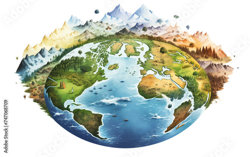 Earths Climate Zones Illustrated with Images of Tropics Isolated on Transparent Background PNG. photo