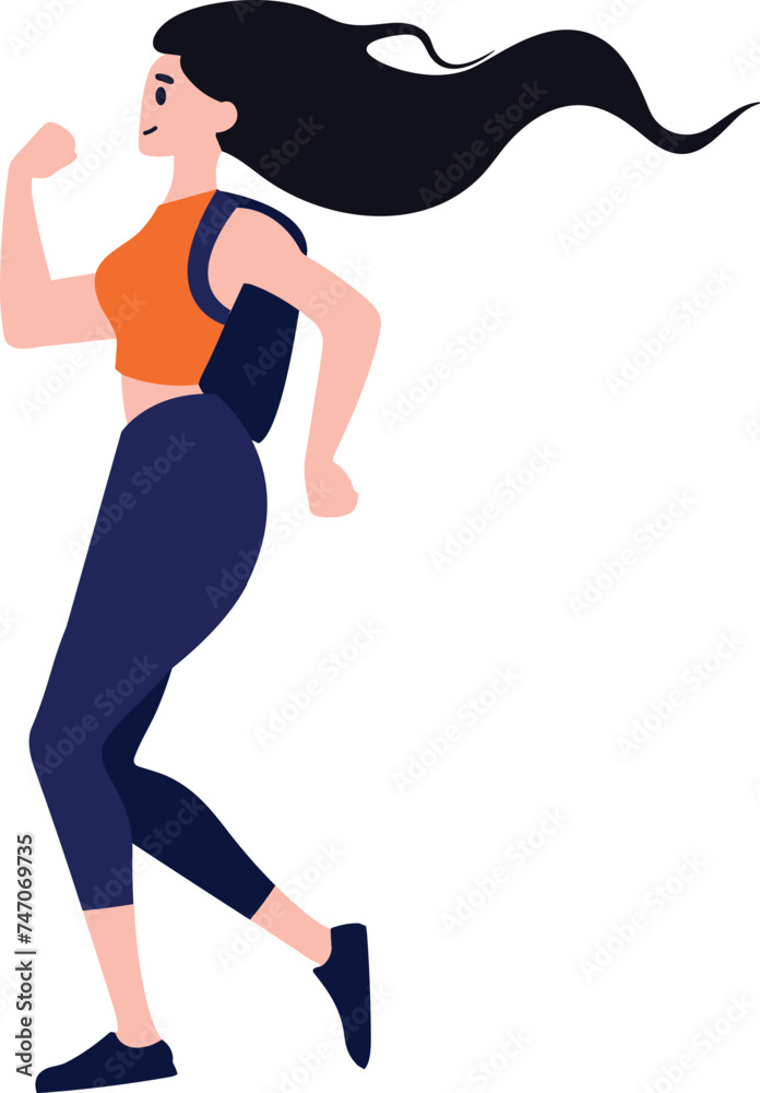 woman running flat style isolate on background