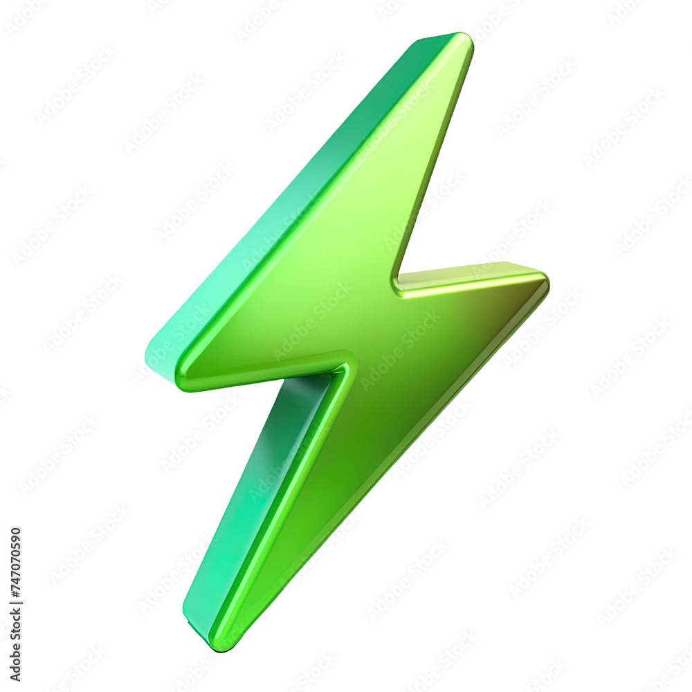 Electricity symbol, 3D render style, isolated on white or transparent background. Electricity symbol, 3D render style, isolated on white or transparent background.