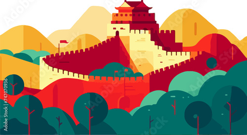 Great Wall of China illustration created by artificial intelligence.