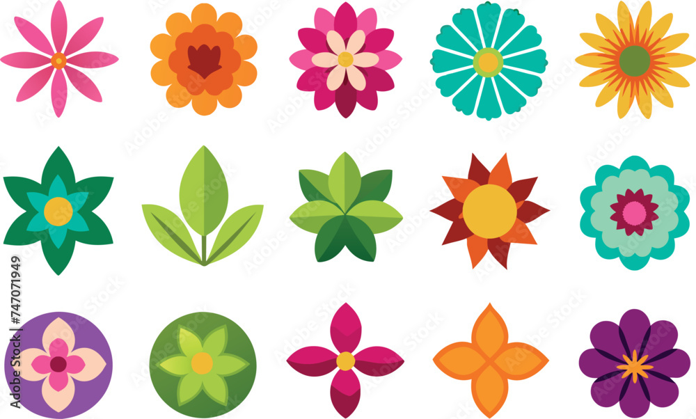 Obraz premium Set flowers. Hand drawn vector illustration