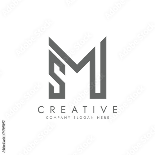 MS SM initial letters looping linked logo MS Logo Design Template Vector Graphic Branding Element.