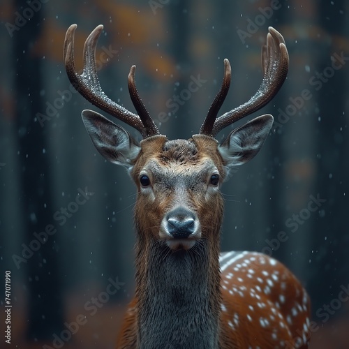 Majestic Deer in Snowy Forest © Raad