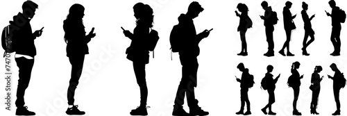 Black and White Silhouette of Person Holding Smartphone – Man or Woman Using Mobile DeviceBlack and White Silhouette of Person Holding Smartphone – Man or Woman Using Mobile Device