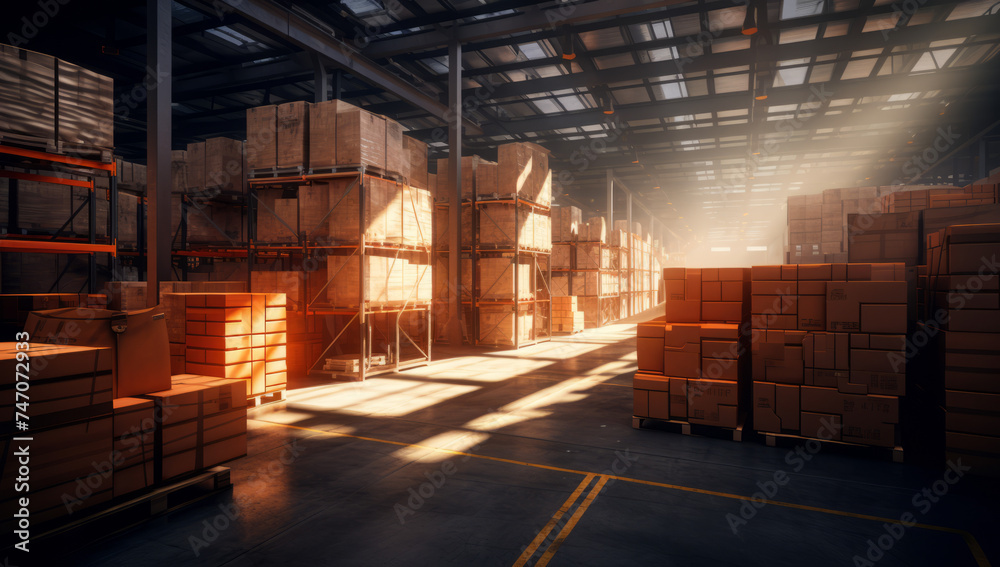 Conveyor belt full of boxes, parcels inside of a warehouse distribution center, Supply Chain in Motion: Boxes on a conveyor belt inside a well-illuminated warehouse setting. Online shopping delivery. Conveyor belt full of boxes, parcels inside of a warehouse distribution center, Supply Chain in Motion: Boxes on a conveyor belt inside a well-illuminated warehouse setting. Online shopping delivery.