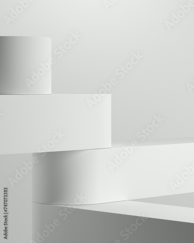 Abstract 3D minimal background. White background, 3D modern display stand for cosmetic and  product presentation. 3D rendering, illustration.