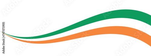 Green, white, orange colored curved border background, as the colors of Ireland flag. Flat vector illustration. photo