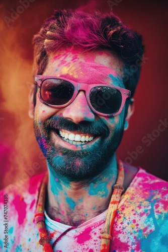 Colorful Indian man with a fashionable smile. Fictional Character Created By Generated By Generated AI.