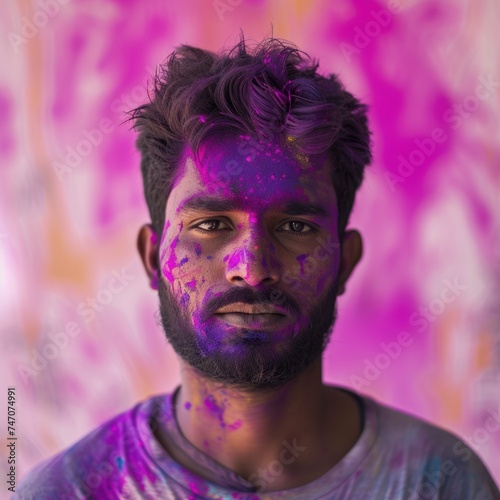 The Colorfully Painted Man. Fictional Character Created By Generated By Generated AI.